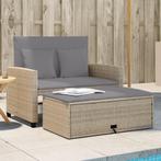 vidaXL Tuinbank 2-zits met kussens poly rattan beige, Tuin en Terras, Verzenden, Nieuw