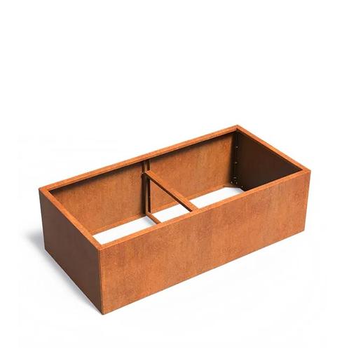 Cortenstaal plantenbak ‘Connect’ 200x100x60cm - Met bodem, Tuin en Terras, Bloembakken en Plantenbakken, 60 cm of meer, 100 cm of meer