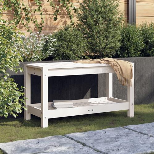 vidaXL Tuinbank 82,5x35x45 cm massief grenenhout wit, Jardin & Terrasse, Ensembles de jardin, Envoi
