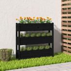 vidaXL Plantenbak 112x25x104,5 cm massief grenenhout zwart, Tuin en Terras, Verzenden, Nieuw