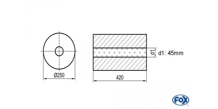 FOX Universele demper rond zonder mof - verwerking 784 Ø 250, Auto-onderdelen, Uitlaatsystemen, Nieuw, Verzenden