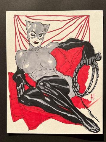 Adam Hughes - 1 Original drawing - Catwoman - Pin Up