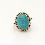 Ring - 18 karaat Geel goud Turquoise, Handtassen en Accessoires, Ringen, Nieuw