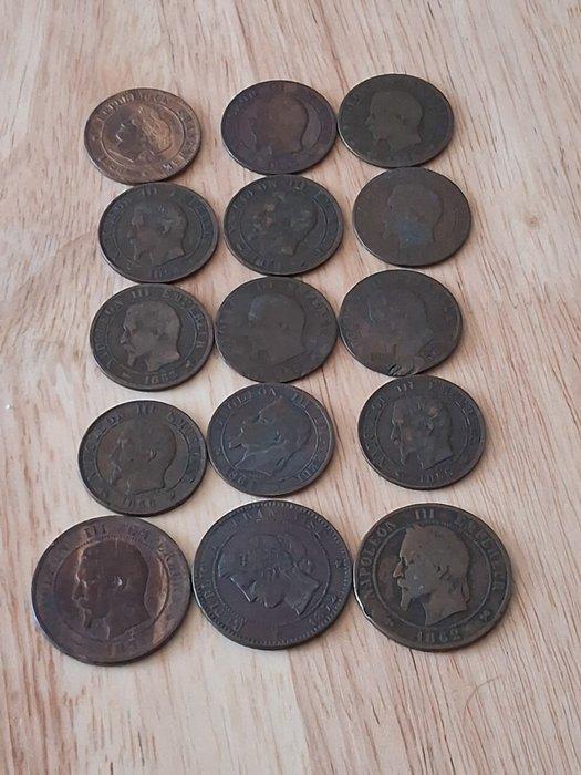 Frankrijk. Lot de 15 monnaies (5 Centimes et 10 Centimes), Timbres & Monnaies, Monnaies | Europe | Monnaies non-euro