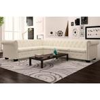 vidaXL Chesterfield hoekbank 6-zits kunstleer wit, Huis en Inrichting, Verzenden, Nieuw
