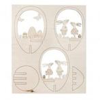 Houten steekdeel paasvrienden naturel 10 cm 5delig zakje 1, Hobby en Vrije tijd, Nieuw