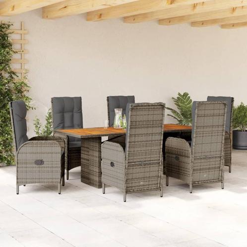 vidaXL 7-delige Tuinset met kussens poly rattan grijs, Tuin en Terras, Tuinsets en Loungesets, Tuinset, Nieuw, Verzenden