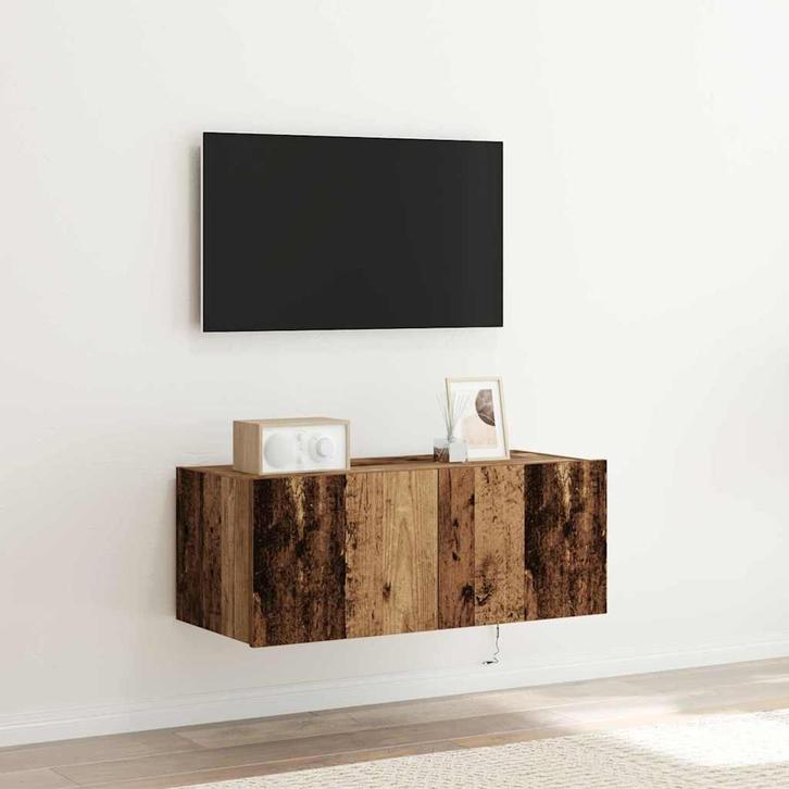 vidaXL TV Wandkast Oud Hout 80 x 35 x 31 cm Bewerkt hout, Maison & Meubles, Armoires | Mobilier de télévision, Envoi