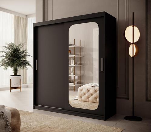 Kledingkast 180cm zwart Schuifdeuren met spiegel, Huis en Inrichting, Kasten | Overige, Nieuw, Verzenden