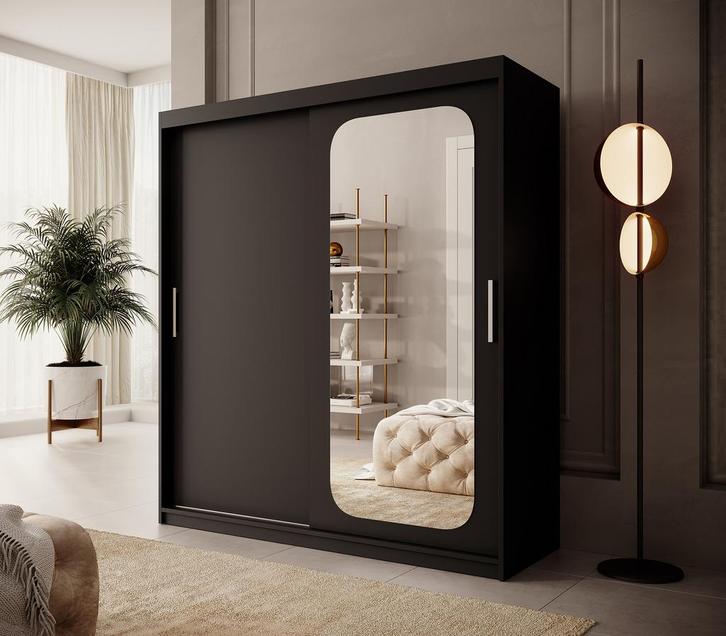 Kledingkast 180cm zwart Schuifdeuren met spiegel, Huis en Inrichting, Kasten | Overige, Nieuw, Verzenden