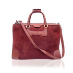 Gucci - Vintage Burgundy Suede and Leather Satchel Tote with, Nieuw