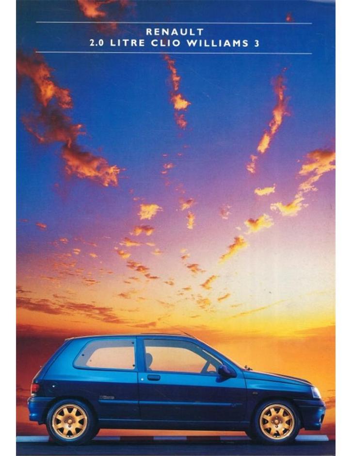 1995 RENAULT CLIO WILLIAMS 3 BROCHURE ENGELS, Boeken, Auto's | Folders en Tijdschriften