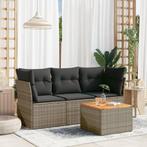 vidaXL 4-delige Loungeset met kussens poly rattan grijs, Tuin en Terras, Tuinsets en Loungesets, Verzenden, Nieuw, Loungeset