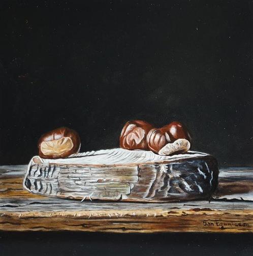 Jan Teunissen - Boomschijf met wilde Kastanjes, Antiek en Kunst, Kunst | Schilderijen | Modern