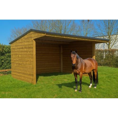 Houten schuilstal paarden 5x3m + extra oversteek van 1,20m -, Dieren en Toebehoren, Stalling en Weidegang