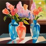 Antonio Perotti - Still Life Vasi in vetro opale con fiori