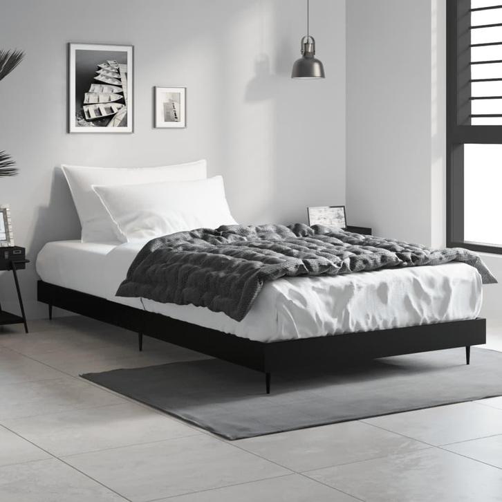 vidaXL Bedframe bewerkt hout zwart 90x200 cm, Maison & Meubles, Chambre à coucher | Lits, Envoi