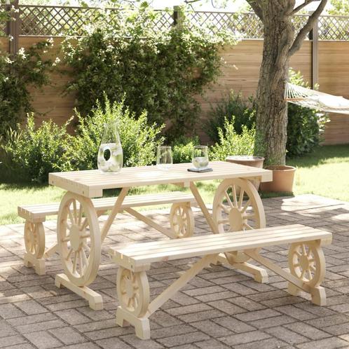 vidaXL Ensemble à manger de jardin 3 pcs bois de sapin, Jardin & Terrasse, Ensembles de jardin, Neuf, Envoi