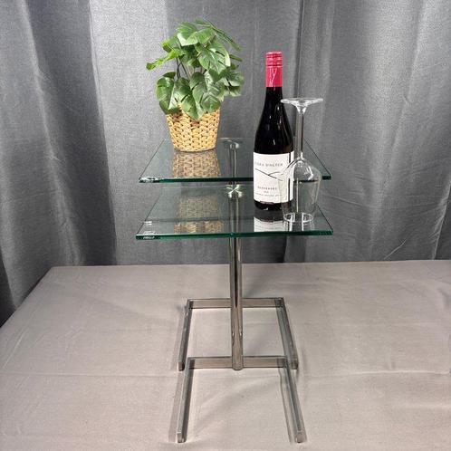 Bijzettafel - Glas, Metaal - Twee bijzettafels, Antiek en Kunst, Kunst | Designobjecten