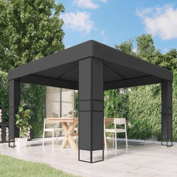 vidaXL Prieel met dubbel dak 3x3 m antraciet, Verzenden