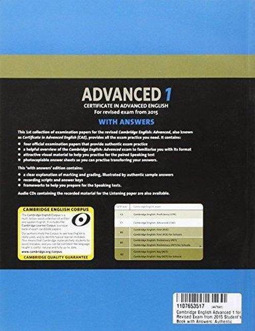 Cambridge English Advanced 1 for Revised Exam from 2015, Boeken, Taal | Engels, Gelezen, Verzenden