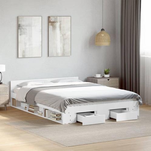 vidaXL Bedframe met lades bewerkt hout wit 160x200 cm, Huis en Inrichting, Slaapkamer | Bedden, Nieuw, Verzenden