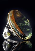 Argent, Moss Agate - Bague - Élégance forestière
