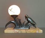 Lamp - Art deco lamp, globe, balst, woodpecker, Grünspecht,, Antiek en Kunst