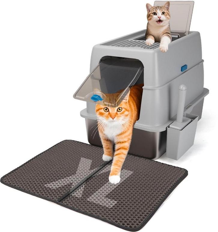 Kattenbak XXL - Kattentoilet - 59x40x44 cm - Grijs - Nobleza, Dieren en Toebehoren, Overige Dieren-accessoires, Verzenden