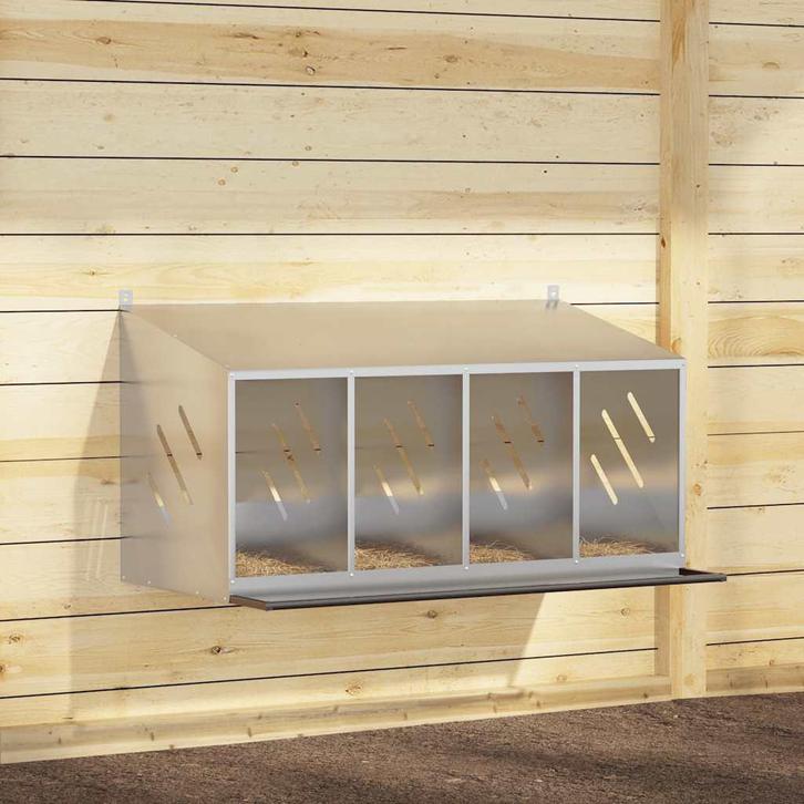 vidaXL Kippennestkast met 4 vakken gegalvaniseerd metaal, Dieren en Toebehoren, Knaagdieren en Konijnen | Hokken en Kooien, Nieuw