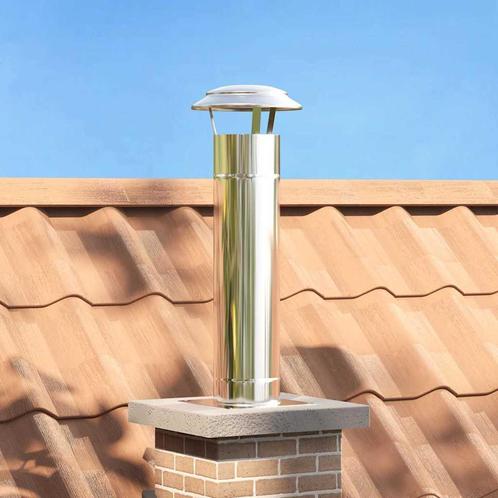 vidaXL Schouw Verlengstuk Zilver 25 x 25 x 82 cm Roestvrij, Huis en Inrichting, Kachels, Nieuw, Verzenden