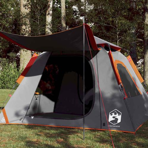 vidaXL Koepeltent 4-persoons snelontgrendeling grijs en, Caravans en Kamperen, Tenten, Nieuw, Verzenden