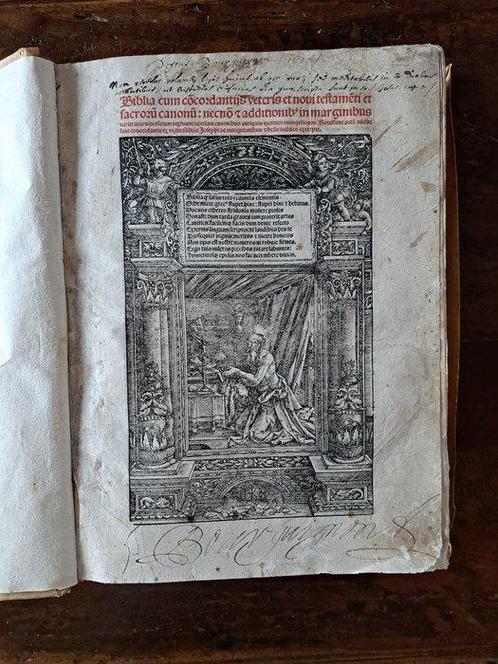 Illustrated Bible - Biblia Cum Concordantiis [144 woodcuts], Antiek en Kunst, Antiek | Boeken en Manuscripten