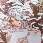 Paar handgemaakte kussens - Alfons Mucha Winter - Kussen (2), Antiek en Kunst