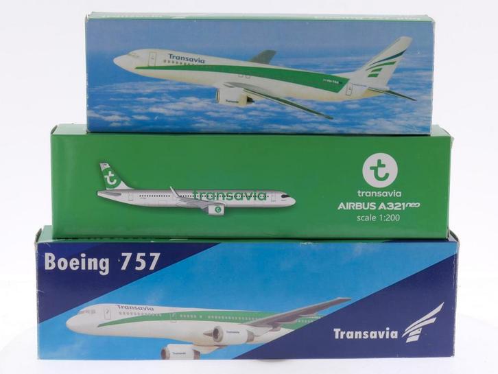 Schaal 1:200 set van 3 Transavia-vliegtuigen Airbus A321n..., Hobby en Vrije tijd, Modelbouw | Vliegtuigen en Helikopters, Nieuw