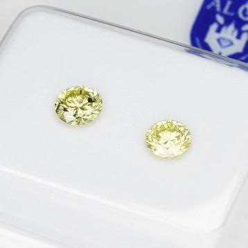 2 pcs Diamant (Kleurbehandeld) - 0.38 ct - Rond - Fancy