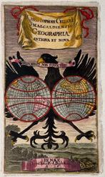 Wereld - Titelpagina met wereldkaart; C. Cellarius, (Keller), Nieuw