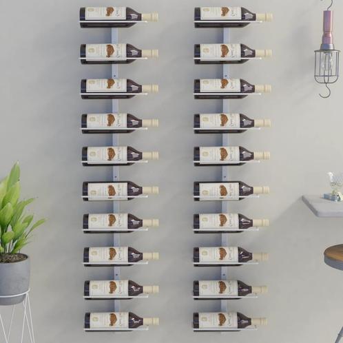 vidaXL Casier à vin mural pour 10 bouteilles 2 pcs Blanc, Huis en Inrichting, Woonaccessoires | Wijnrekken, Verzenden