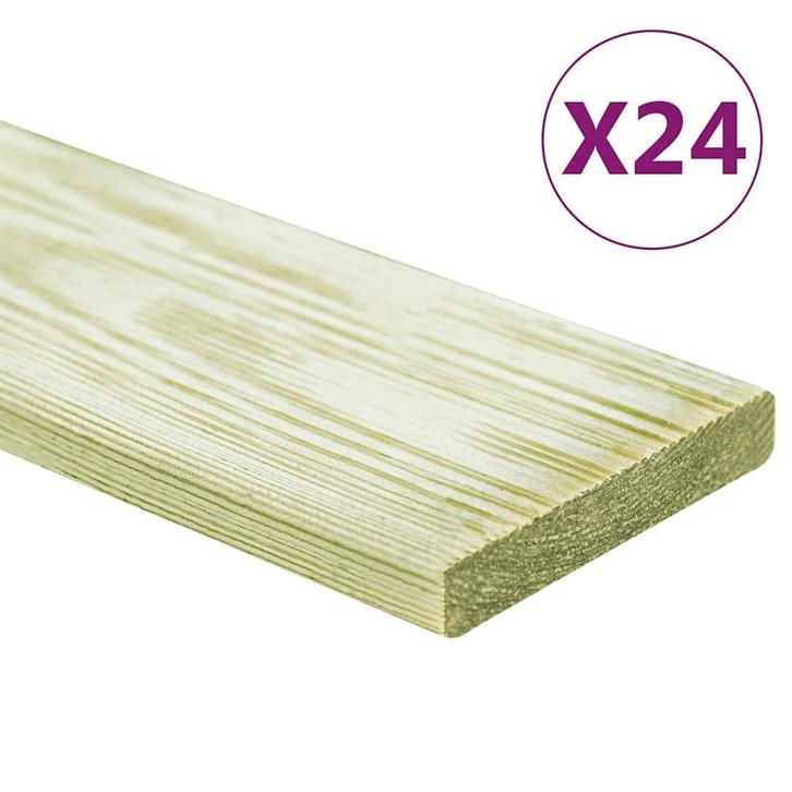 vidaXL Terrasplanken 24 st 2,88 m² 1 m massief grenenhout, Doe-het-zelf en Bouw, Vloerdelen en Plavuizen, Nieuw, Verzenden