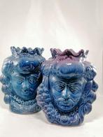 Vase - Majolique - Paire de têtes de moro, Antiek en Kunst