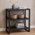 Boekenkast Mangohout Britt Laag 90 Zwart, Verzenden, 100 tot 150 cm, Nieuw, 50 tot 100 cm