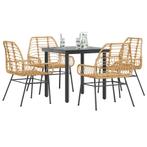vidaXL 5-delige Tuinset poly rattan glas bruin, Tuin en Terras, Verzenden, Nieuw, Tuinset