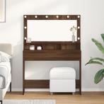 vidaXL Make-up Tafel met LED Verlichting in Bruin Eiken -, Huis en Inrichting, Verzenden, Nieuw