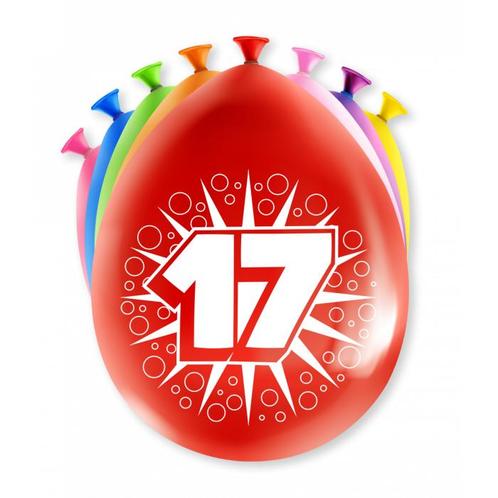 Ballonnen 17 Jaar Meerkleurig 30cm 8st, Hobby en Vrije tijd, Feestartikelen, Nieuw, Verzenden