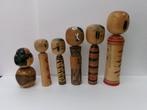 Showa 1950 Lot de 6 kokeshi traditionnelles vintage. Poupée