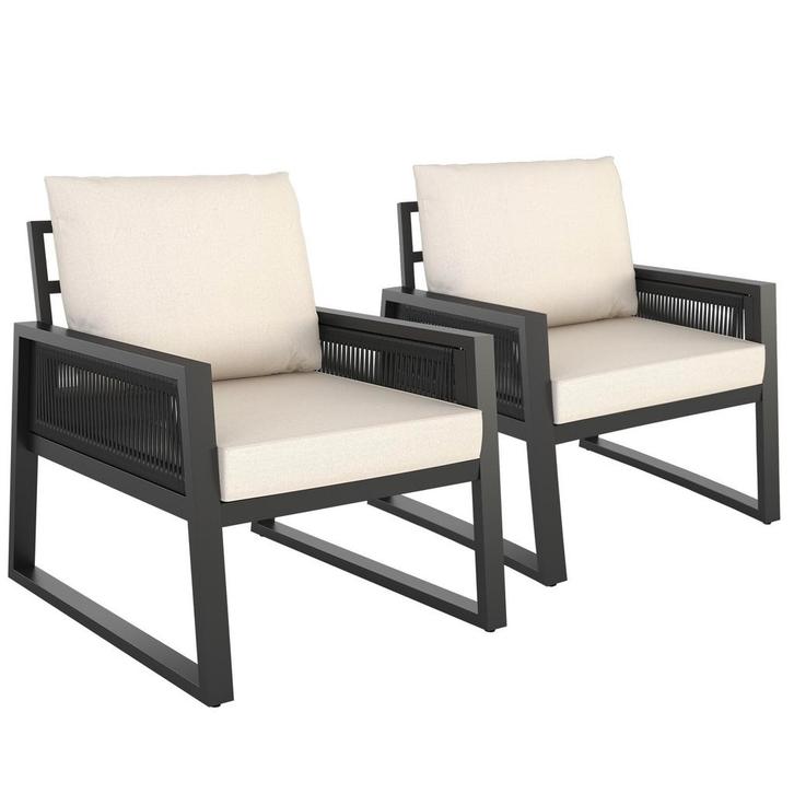 tectake Loungeset Captive in touwontwerp - Set 3 (2 x fauteu, Tuin en Terras, Tuinsets en Loungesets, Verzenden