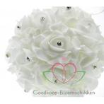 Pomander foamrosebal wit met diamantjes 14 cm., Nieuw