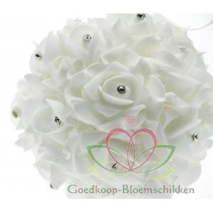 Pomander foamrosebal wit met diamantjes 14 cm., Hobby en Vrije tijd, Knutselen, Nieuw