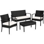 tectake Wicker zitgroep Sparta 3+1 - zwart, Tuin en Terras, Tuinsets en Loungesets, Verzenden, Nieuw