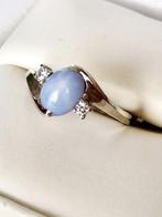 Zonder Minimumprijs - Ring - 10 kt. Witgoud Saffier -, Handtassen en Accessoires, Ringen, Nieuw